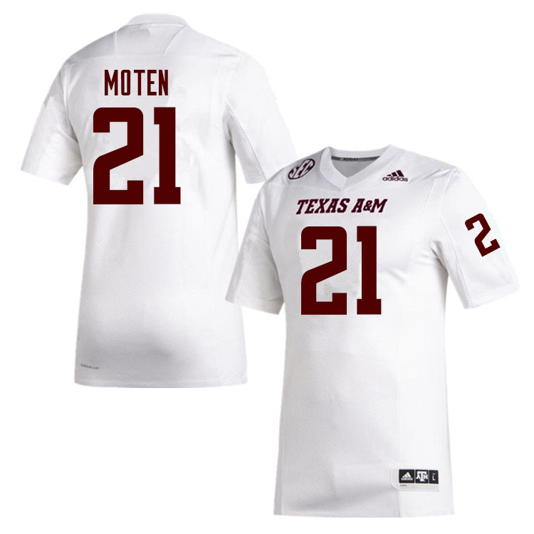 Men #21 Josh Moten Texas A&M Aggies College Football Jerseys Sale-White - Click Image to Close